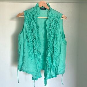 Handmade wrapped linen sleeveless shirt